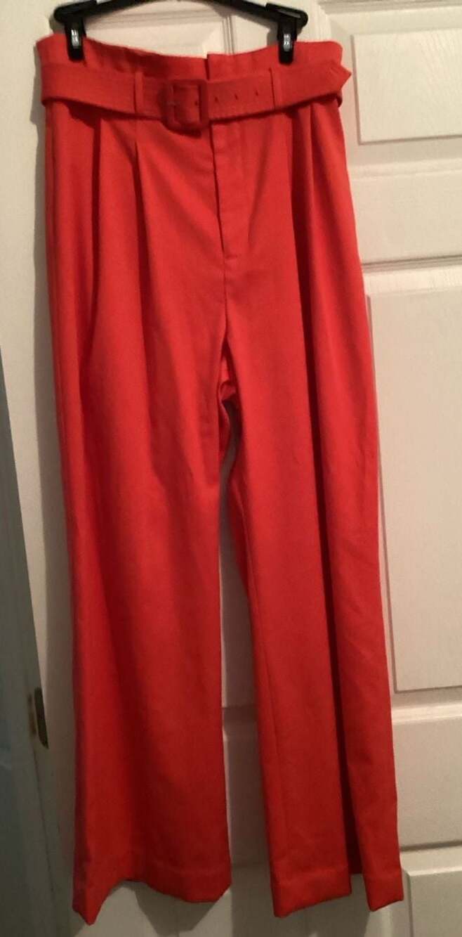 Antonio Melani Red High-Waisted Belted Wide Leg Pants Size 8